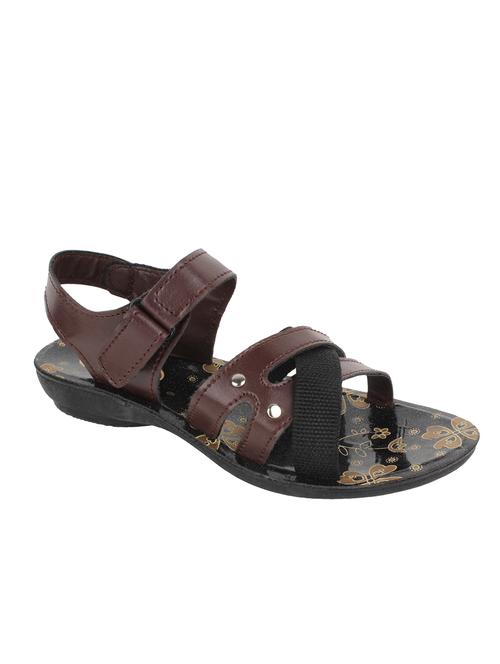 brown leatherette back strap sandals - 12922987 - Very Small Image - 1