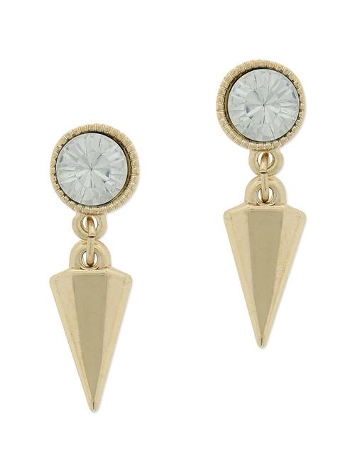 gold stone embellished triangular earrings - 1292481 - Very Small Image - 1
