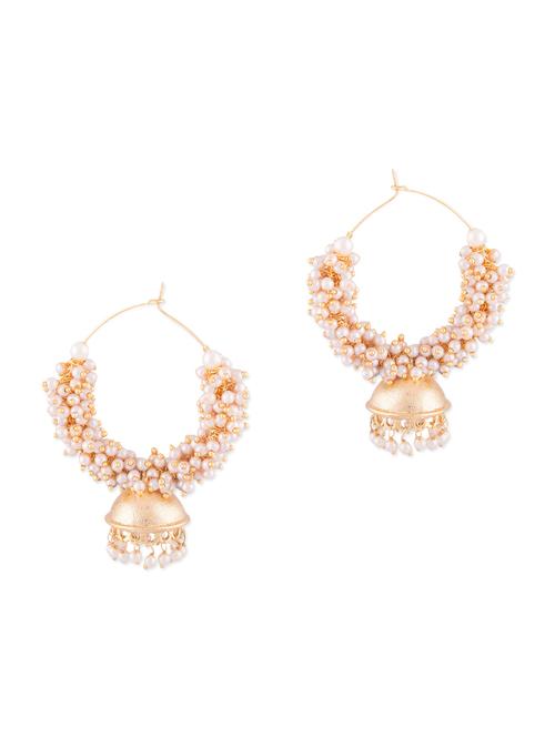 neon orange metallic beaded balli earrings - 1292694 - Very Small Image - 1
