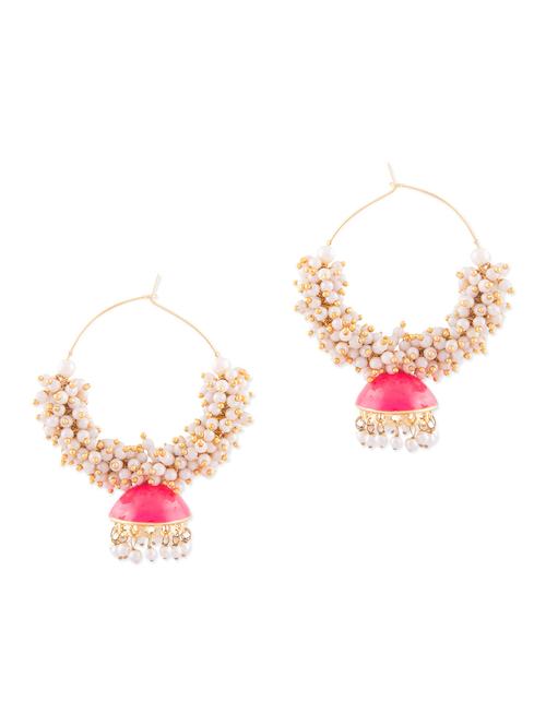 pink metallic hanging jhumki - 1292695 - Very Small Image - 1