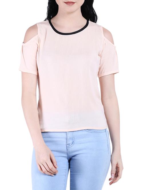 pink rayon cold shoulder top - 12927487 - Very Small Image - 1