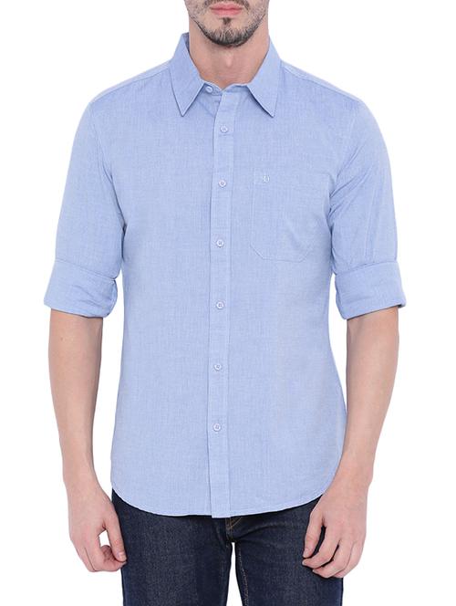blue cotton casual shirt - 12929512 - Very Small Image - 1