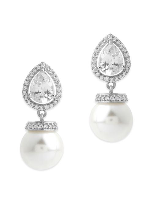 white silver drop earrings - 12929968 - Very Small Image - 1