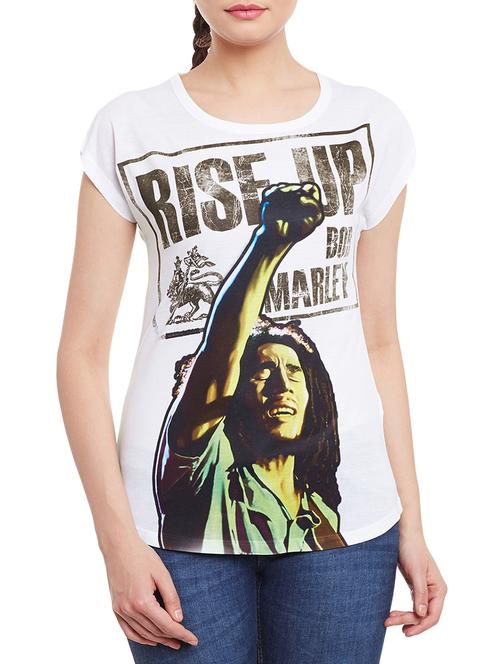 white printed polyester regular tee - 12930378 - Very Small Image - 1