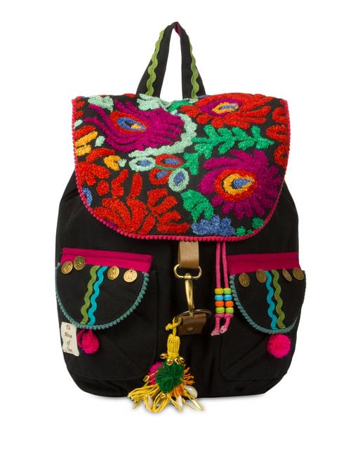 black embroidered canvas backpack - 1293060 - Very Small Image - 1