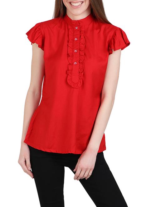red viscose regular top - 12934109 - Very Small Image - 1