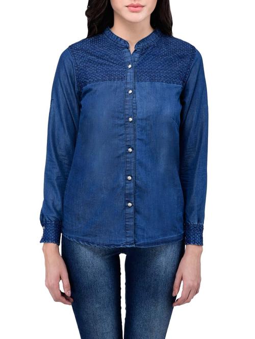 dark blue denim regular shirt - 12934774 - Very Small Image - 1