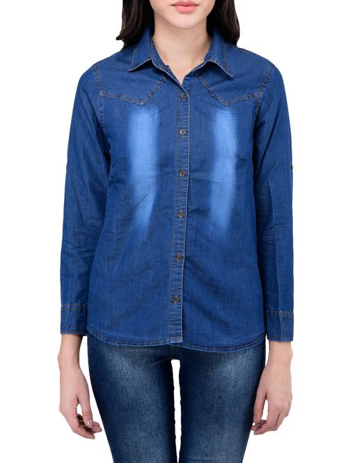 dark blue denim regular shirt - 12934775 - Very Small Image - 1