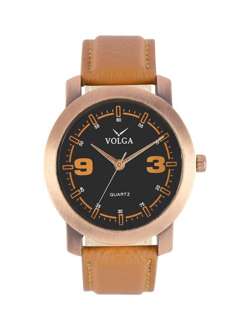 brown leather strap analog watch - 12938421 - Very Small Image - 1