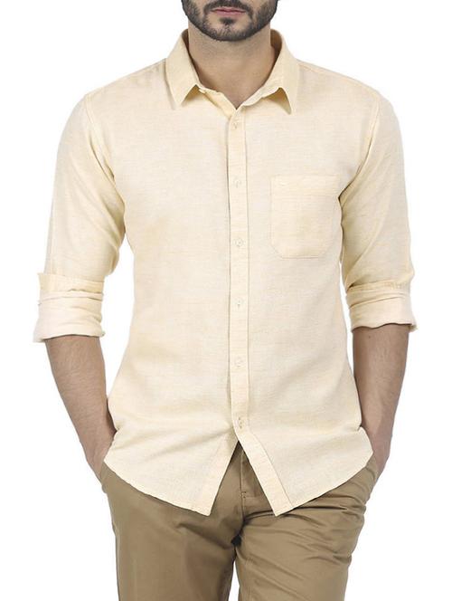 yellow cotton casual shirt - 12938593 - Very Small Image - 1