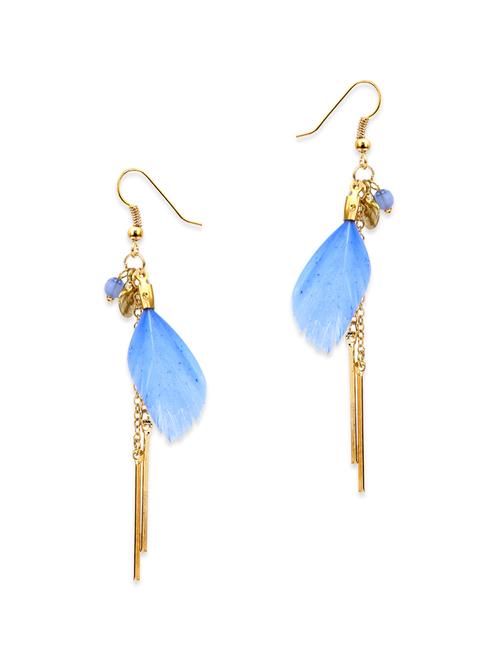 gold feather trim earrings - 12939051 - Very Small Image - 1