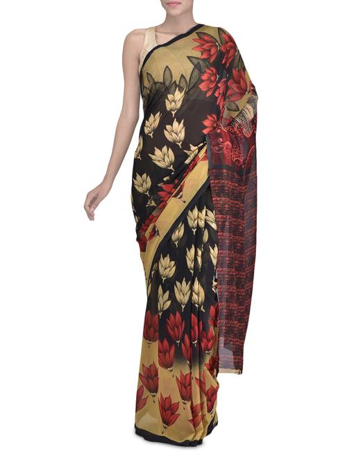 multicolored poly georgette saree - 1293994 - Very Small Image - 1