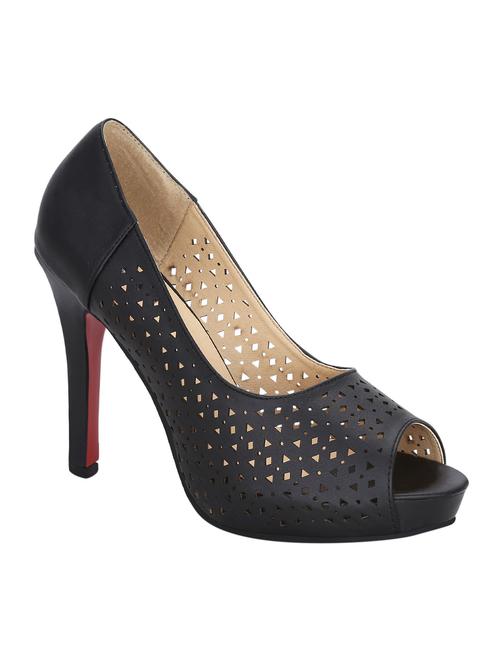 black leatherette slip on sandals - 12941892 - Very Small Image - 1