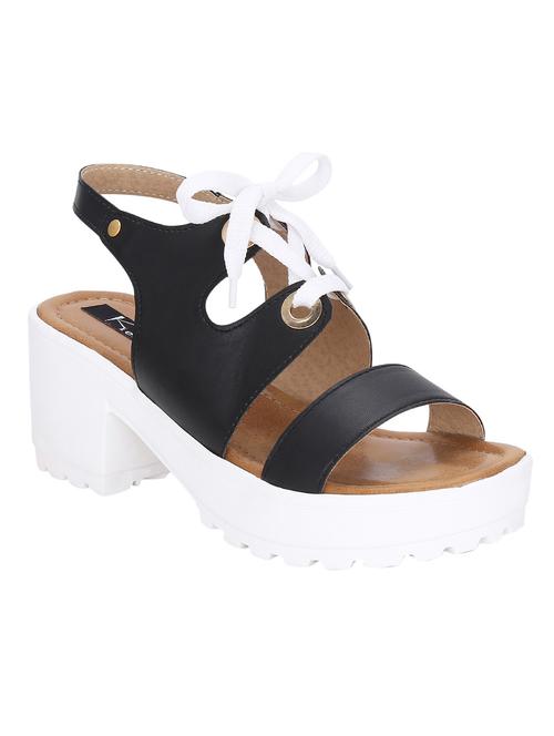 black leatherette platforms sandals - 12941901 - Very Small Image - 1