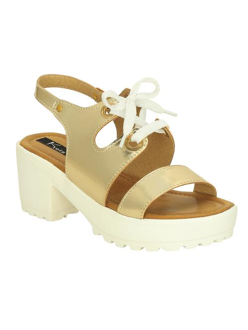 gold leatherette back strap sandals - 12941905 - Very Small Image - 1
