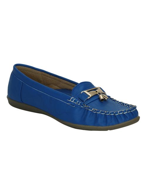 blue faux leather slip on loafers - 12941914 - Very Small Image - 1