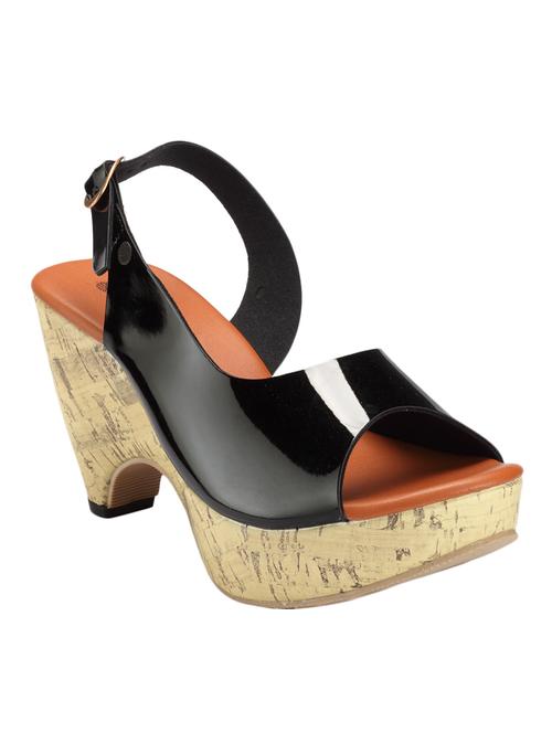 black leatherette back strap sandals - 12944161 - Very Small Image - 1