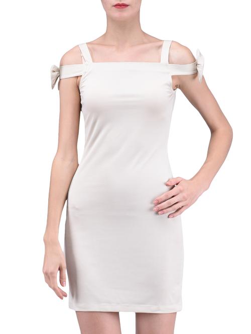 white plain spandex knit dress - 1294665 - Very Small Image - 1