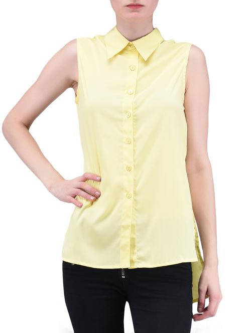 yellow plain poly crepe shirt - 1294671 - Very Small Image - 1