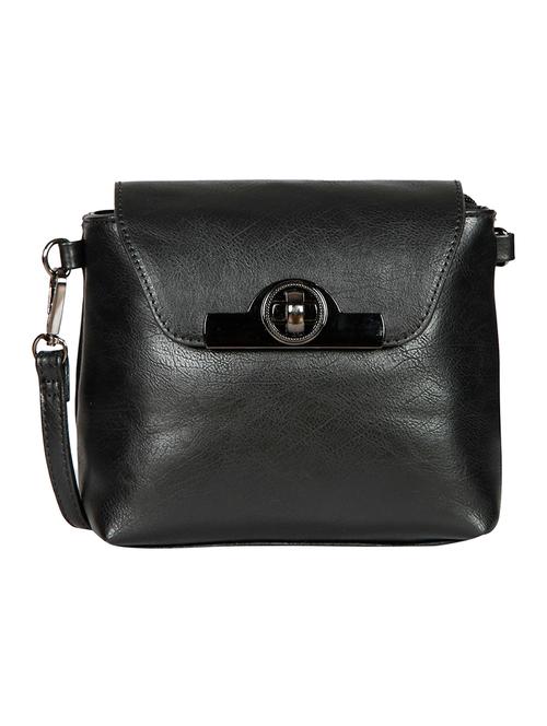 black leatherette solid sling bag - 12949048 - Very Small Image - 1