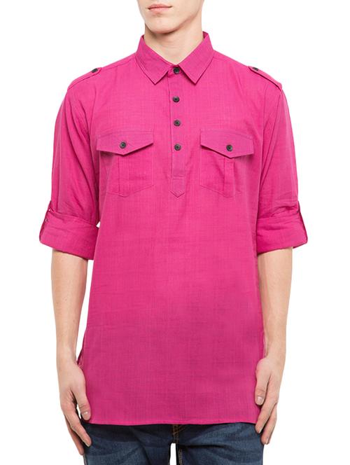 pink cotton ombre kurta - 12949551 - Very Small Image - 1