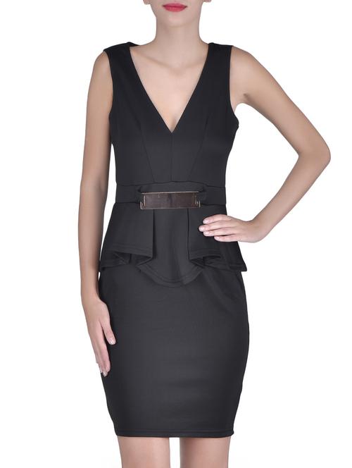 Black and spandex peplum dress - 1294982 - Very Small Image - 1