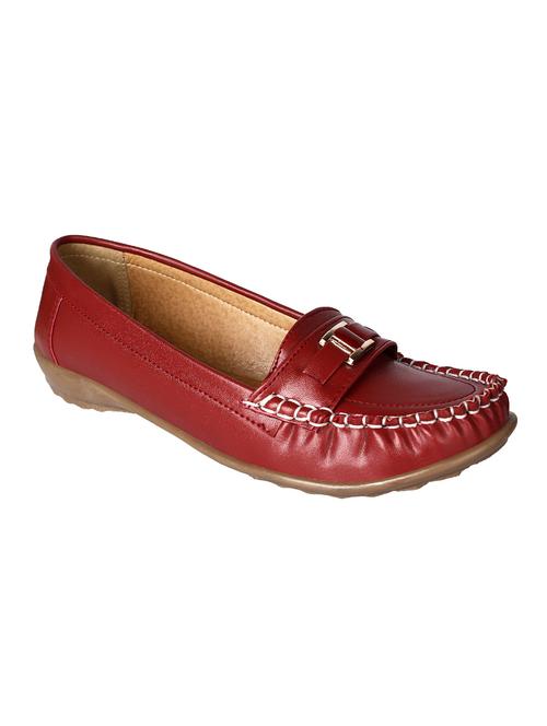 red faux leather slip on loafers - 12952195 - Very Small Image - 1