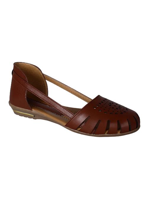 brown faux leather slip on sandals - 12952213 - Very Small Image - 1
