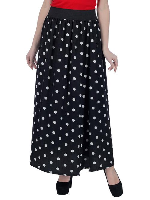 black polka dots printed crepe skirt - 12953129 - Very Small Image - 1
