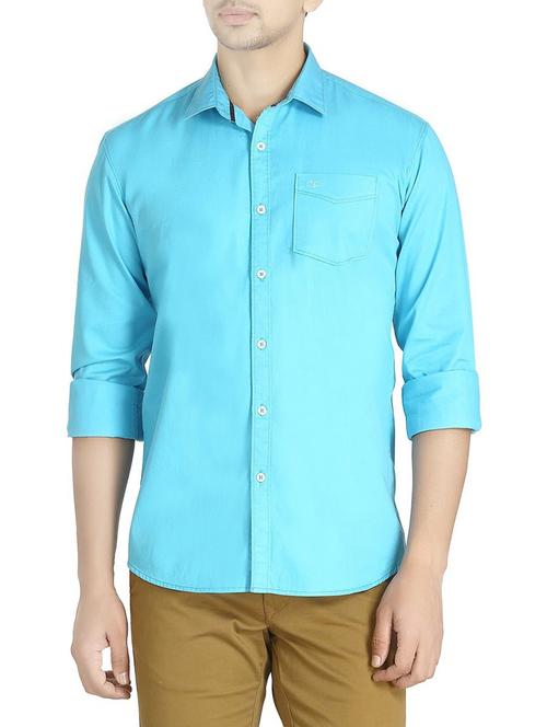 blue cotton casual shirt - 12953826 - Very Small Image - 1