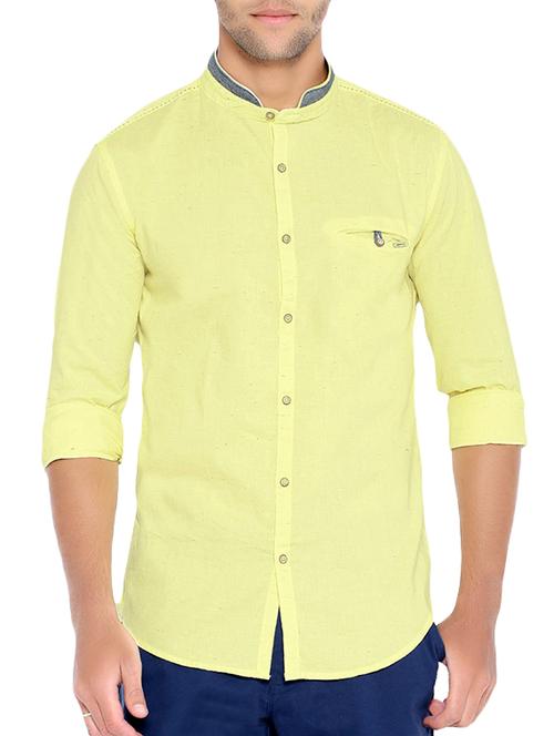 yellow cotton casual shirt - 12955426 - Very Small Image - 1