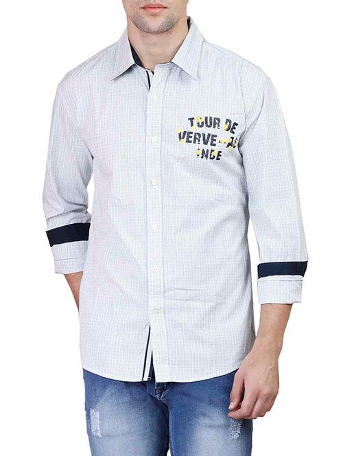 white cotton checked casual shirt - 12955439 - Very Small Image - 1