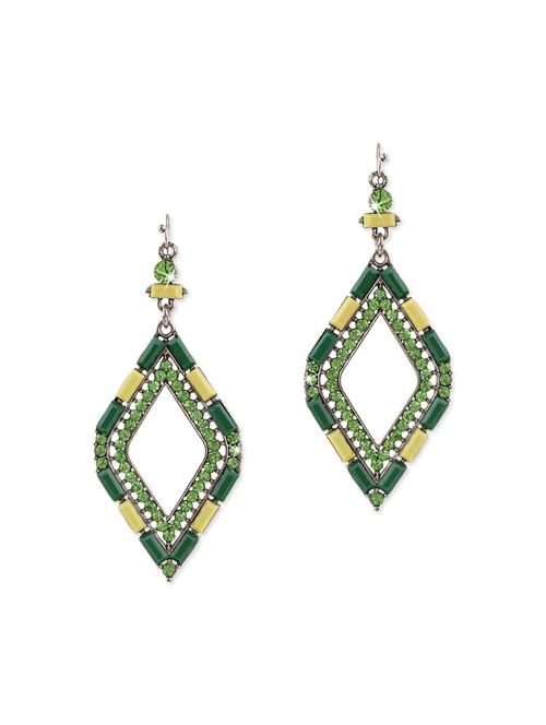 green metal drop earrings - 12957836 - Very Small Image - 1