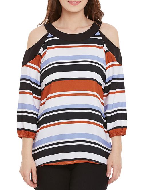 cold shoulder striped top - 12958032 - Very Small Image - 1