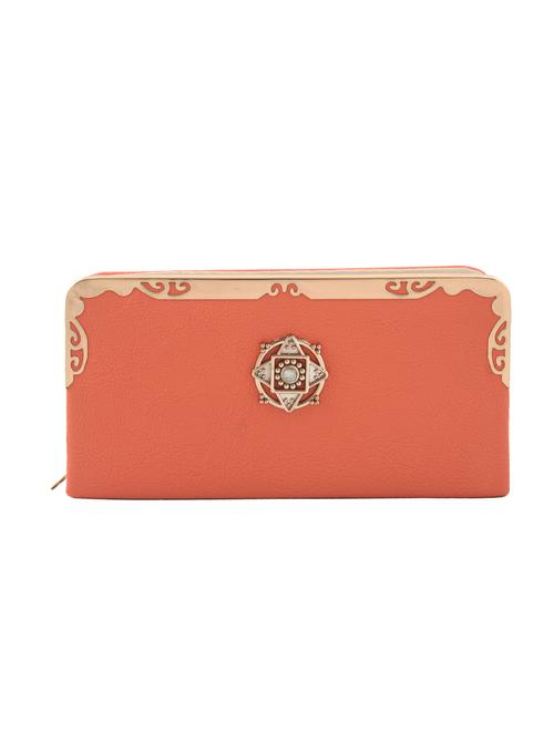 orange synthetic leather clutch - 12958336 - Very Small Image - 1