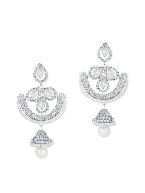 white metal drop earrings - 12960886 - Very Small Image - 1