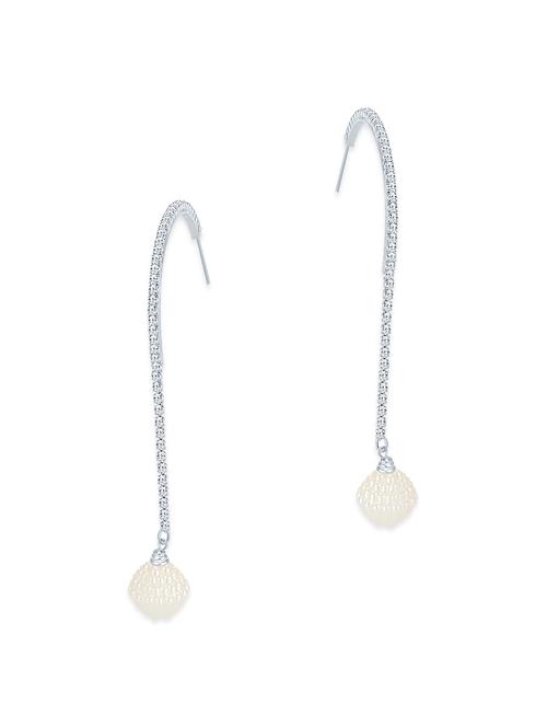 white metal drop earrings - 12960921 - Very Small Image - 1