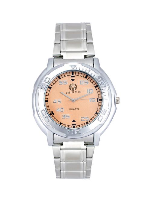 shostopper orange dial metallic analogue watch for men - sj60037wm - 12962372 - Very Small Image - 1