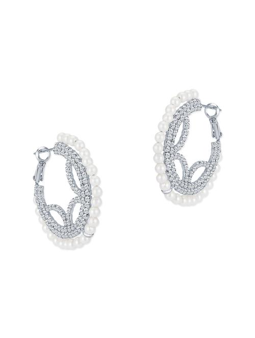 white metal hoop earrings - 12962584 - Very Small Image - 1