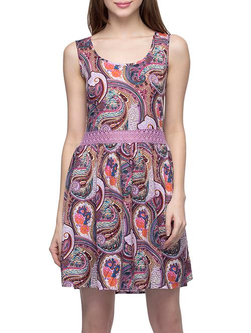 purple printed dress - 12970489 - Very Small Image - 1