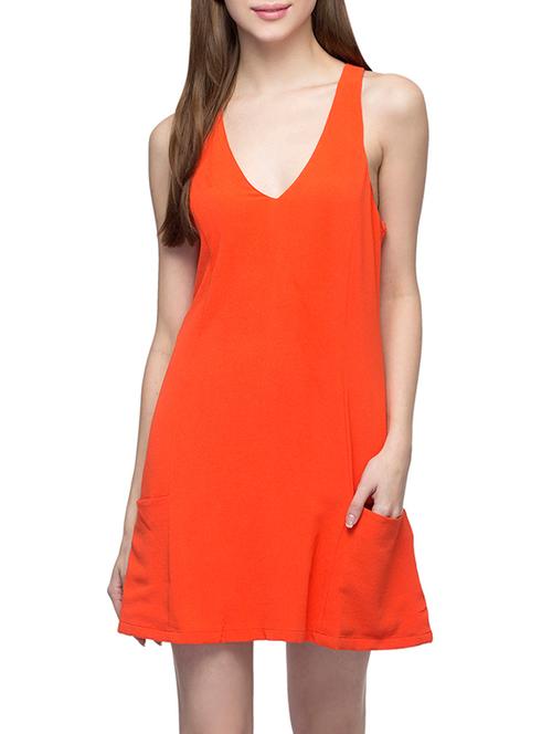 orange polyester a-line dress - 12970493 - Very Small Image - 1