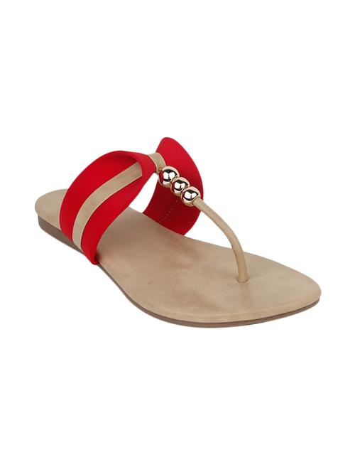 red faux leather tstrap sandals - 12970966 - Very Small Image - 1