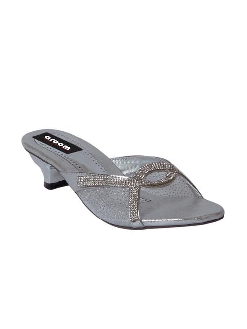 silver fabric slip on sandals - 12972978 - Very Small Image - 1