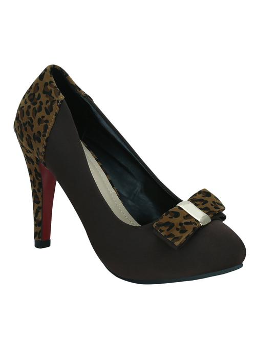 brown leatherette slip on pumps - 12973517 - Very Small Image - 1