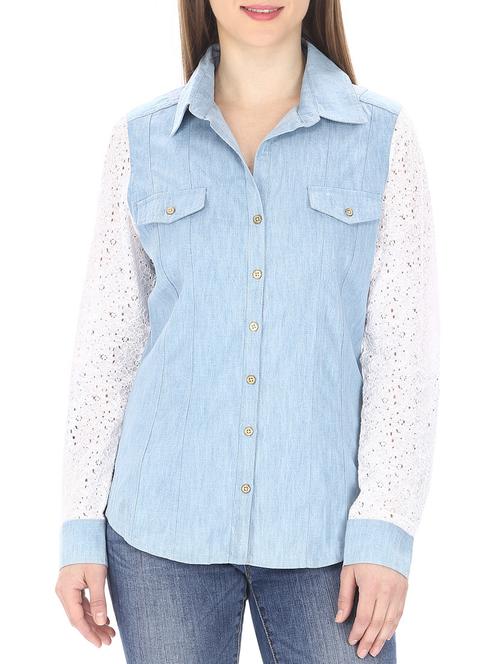 blue denim regular shirt - 12975773 - Very Small Image - 1