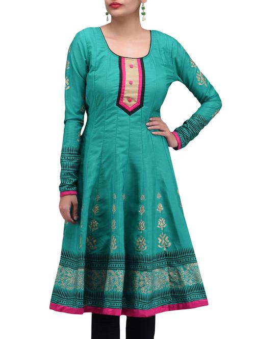 sea green santoon printed kurta - 1297753 - Very Small Image - 1