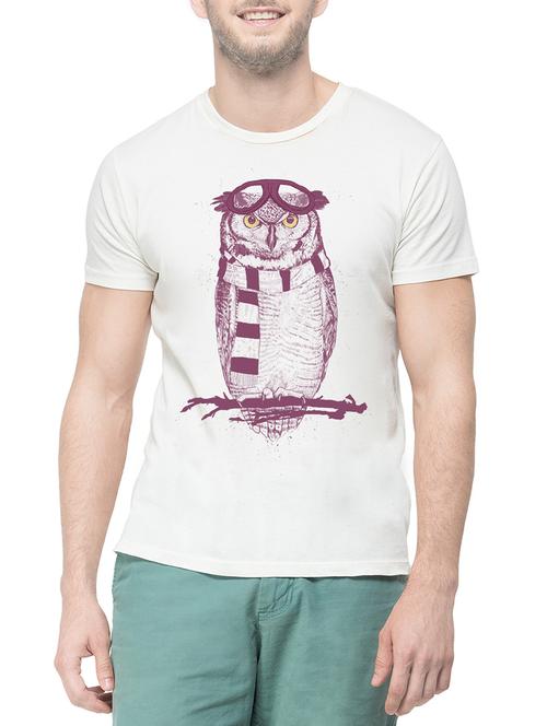 white cotton printed t-shirt - 12977605 - Very Small Image - 1