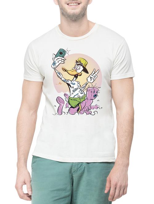 white cotton printed t-shirt - 12977614 - Very Small Image - 1