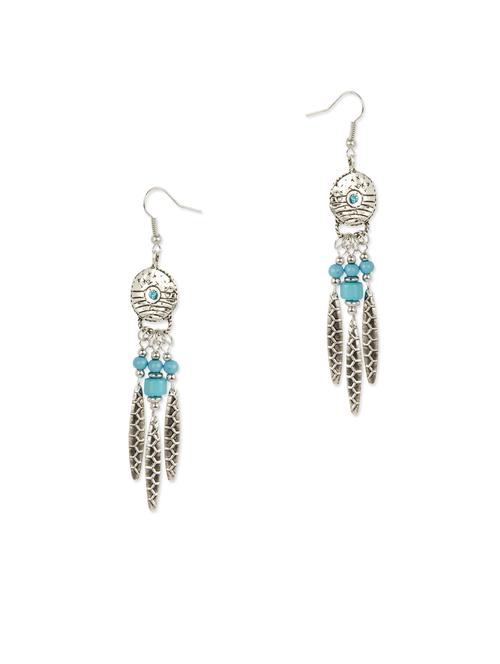 silver metal drop earring - 12978899 - Very Small Image - 1