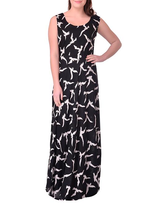 black printed cotton maxi dress - 12979108 - Very Small Image - 1